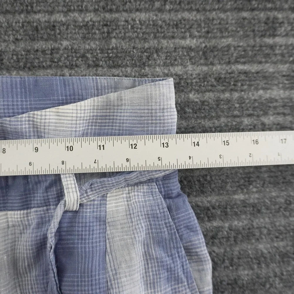 Reformation Tapered Pants Womens 27 Blue Plaid High Rise Linen Tie Waist